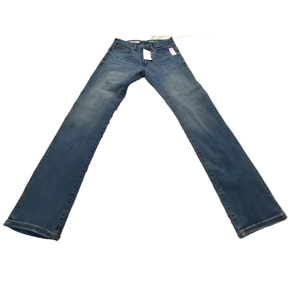 Men Dead Stock New Gap 1969 Medium Wash Blue Denim  32x32  Stretch Slim Jean